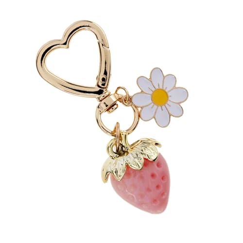 Buntes Erdbeerblumen Schlüsselring Anhänger Handgefertigte Frauen Mädchen Mädchen Schlüsselbund Leichtes Accessoire Für Rucksäcke Und Taschen Herz von HAISENG