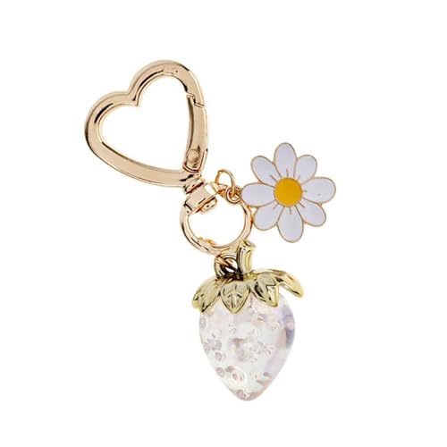 Buntes Erdbeerblumen Schlüsselring Anhänger Handgefertigte Frauen Mädchen Mädchen Schlüsselbund Leichtes Accessoire Für Rucksäcke Und Taschen Herz von HAISENG