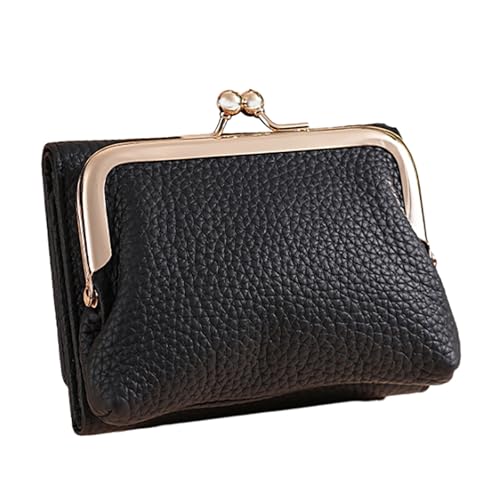 HAISENG Damen Geldbörse Geldbörse mit einfachem Zugang Klarsichtfenster Foto Display Kuss Münzfach und Münztasche Kreditkartenetui Elegante Damen Geldbörse, Schwarz , Mass Beauty von HAISENG