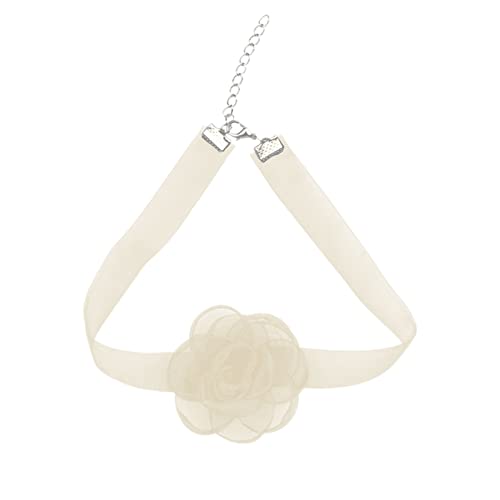 HAISENG Damen-Halsband mit Blumenmuster, weiches Garn, Stoff-Zubehör für Teenager, Mädchen, Stoff-Blumen-Halskette, Einheitsgröße, Wie beschrieben, Wie beschrieben von HAISENG