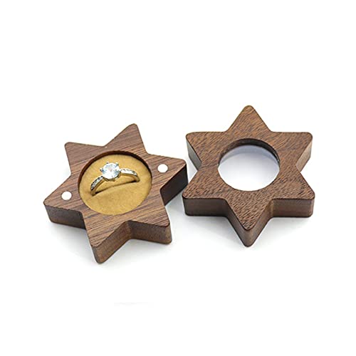 HAISENG Ehering Ringbox Hexagon Star Träger Holz Vintage Ringhalter Klassische Schmuck Aufbewahrungsbox Geschenk Für Vorschlag HAISENG Ehering Ringbox Hexagon Star Träger Holz Vintage Ringhalter Klassische Schmuck Aufbewahrungsbox Geschenk Für Vorschlag von HAISENG