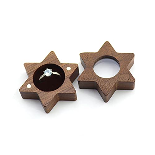 HAISENG Ehering Ringbox Hexagon Star Träger Holz Vintage Ringhalter Klassische Schmuck Aufbewahrungsbox Geschenk Für Vorschlag von HAISENG