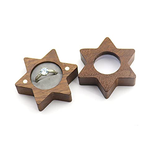 HAISENG Ehering Ringbox Hexagon Star Träger Holz Vintage Ringhalter Klassische Schmuck Aufbewahrungsbox Geschenk Für Vorschlag HAISENG Ehering Ringbox Hexagon Star Träger Holz Vintage Ringhalter Klassische Schmuck Aufbewahrungsbox Geschenk Für Vorschlag von HAISENG