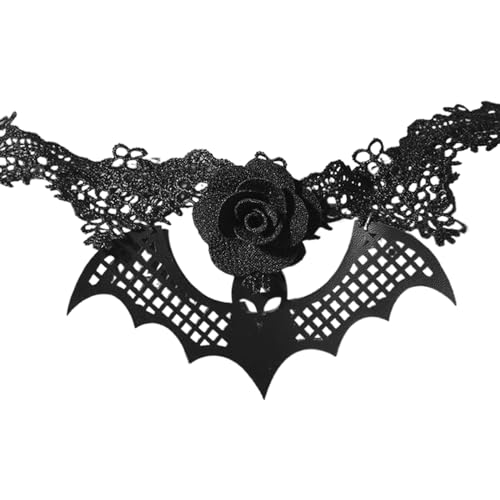 HAISENG Einfacher, übertriebener Fledermaus-Blumen-Specter-Anhänger, passendes Schlüsselbein-Kette, verstellbar, schwarzes Spitzenseil, kalter Wind, Halskette, Spitzenseil-Halskette, Einheitsgröße HAISENG Einfacher, übertriebener Fledermaus-Blumen-Specter-Anhänger, passendes Schlüsselbein-Kette, verstellbar, schwarzes Spitzenseil, kalter Wind, Halskette, Spitzenseil-Halskette, Einheitsgröße von HAISENG
