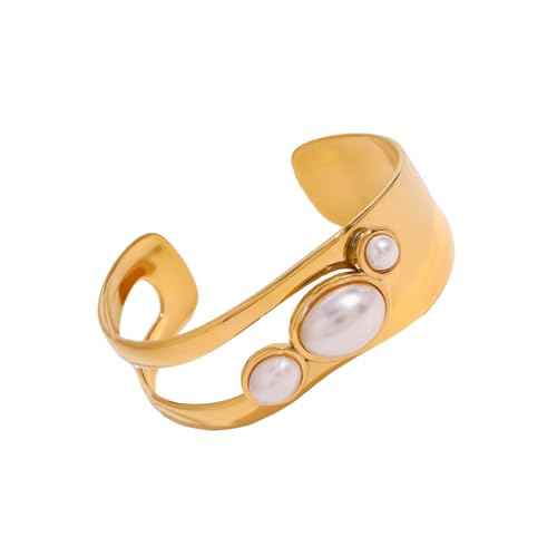 HAISENG Einzigartige Offene Manschettenperlen Armband Einstellbare Größe Armband HipHop Armreifen Edelstahl Schmuck Mode Casual Wear von HAISENG