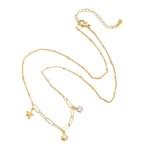 HAISENG Elegante Halskette mit Seestern-Muschelanhänger, Büroklammer, verstellbare Länge, Accessoire für Damen, Strandzubehör, Einheitsgröße, Wie beschrieben, Wie beschrieben HAISENG Elegante Halskette mit Seestern-Muschelanhänger, Büroklammer, verstellbare Länge, Accessoire für Damen, Strandzubehör, Einheitsgröße, Wie beschrieben, Wie beschrieben von HAISENG