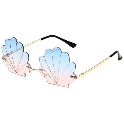 HAISENG Elegante rahmenlose Sonnenbrille, Muschelform, für Damen und Teenager, Hochzeiten und besondere Anlässe, leichte Brille, h HAISENG Elegante rahmenlose Sonnenbrille, Muschelform, für Damen und Teenager, Hochzeiten und besondere Anlässe, leichte Brille, h von HAISENG