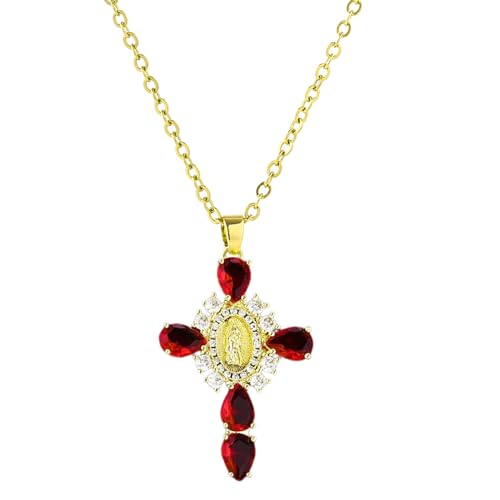 HAISENG Ethnischer Anhänger, Choker, elegante Damen-Kruzifix-Halskette, Kreuz, Maria-Charm-Halskette, personalisierbar, Schlüsselbein-Kette, Kruzifix-Anhänger, Schlüsselbein-Kette, Einheitsgröße, Wie von HAISENG