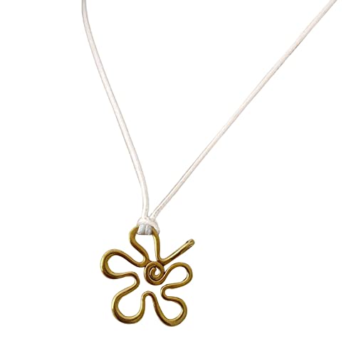 HAISENG Europäische und Schmuck-Halskette mit Blumen-Anhänger, passt zu Schlüsselbein-Kette, verstellbares Wachsseil, kalter Wind, Halsband, geflochtenes Wachsseil, Einheitsgröße, Wie beschrieben, Wie von HAISENG