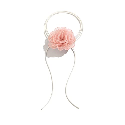HAISENG Fashion Trend Mesh Blume Rose Schlüsselbeinkette Temperament Einfach Kalt Wind Verstellbar Weiß Wachs Seil Halskette Mesh Blume Anhänger Halskette für Frauen, Einheitsgröße, Wie beschrieben von HAISENG