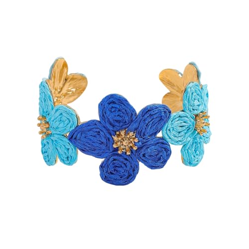 HAISENG Gewebte Blumenlegierungs Manschettenarmband Kreative Blumenhandkette Leichter Böhmischer Schmuck Für Frauen Und Teenager Gewebtes Blumenarmband von HAISENG