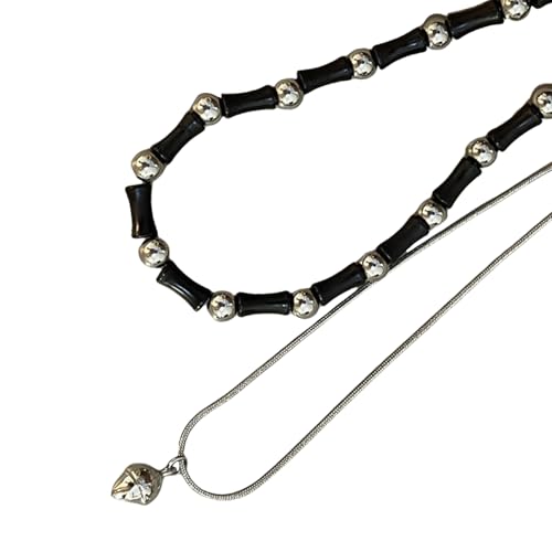 HAISENG Halskette mit Anhänger im Vintage-Stil, mit Natursteinperlen, für Damen und Herren, ethnisches Accessoire, 2 Stück, Einheitsgröße, Wie beschrieben, Wie beschrieben von HAISENG