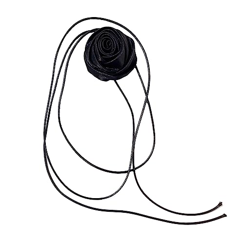HAISENG Halskette mit Rosenblüten-Motiv, modisches Halsband, niedlich, cool, lange Schnürung, Schmuck, Halsband, Halskette für Frauen, Statement, Einheitsgröße, Wie beschrieben, Wie beschrieben von HAISENG