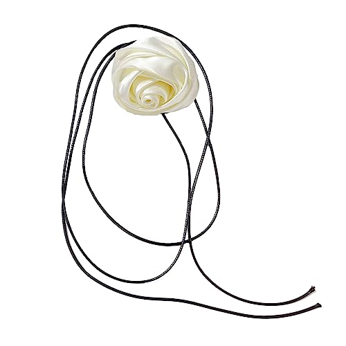 HAISENG Halskette mit Rosenblüten-Motiv, modisches Halsband, niedlich, cool, lange Schnürung, Schmuck, Halsband, Halskette für Frauen, Statement, Einheitsgröße, Wie beschrieben, Wie beschrieben von HAISENG