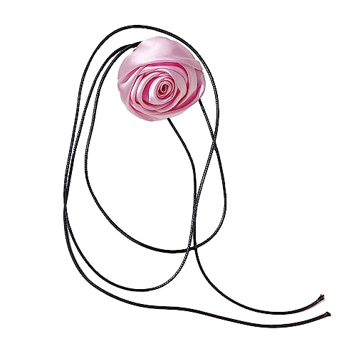 HAISENG Halskette mit Rosenblüten-Motiv, modisches Halsband, niedlich, cool, lange Schnürung, Schmuck, Halsband, Halskette für Frauen, Statement, Einheitsgröße, Wie beschrieben, Wie beschrieben von HAISENG