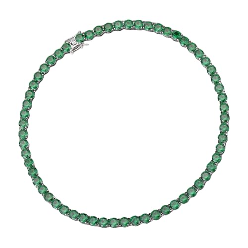 HAISENG Kubanische Halskette mit Diamanten, elegantes Design, robuste Legierung, Hip-Hop-Schmuck-Accessoire für trendige Frauen, Mode-Accessoires, Emerald 7mm, Wie beschrieben, Wie beschrieben von HAISENG