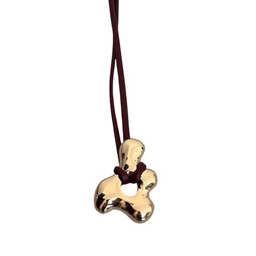 HAISENG Lange Halskette aus PU-Leder, abstrakt, hohl, Anhänger, Halskette für Damen, verstellbare Länge, Choker, modisches Accessoire, verstellbare Lederschnur, Einheitsgröße, Wie beschrieben, Wie von HAISENG