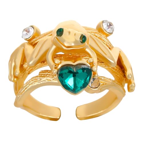 HAISENG Mode Emerald Herzfrösche Ringe Für Stilvolle Personen Unverwechselbare Tierfinger Ringe Handgefertigter Schmuck Für Ihren Modeschmuck von HAISENG