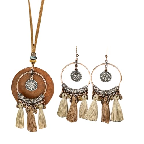 HAISENG Mode Ethnische Stile Neckkette Und Drop Ohrringe Set Handgefertigte Quastenschmuck Stilvolle Accessoires Für Frauen Mädchen HAISENG Mode Ethnische Stile Neckkette Und Drop Ohrringe Set Handgefertigte Quastenschmuck Stilvolle Accessoires Für Frauen Mädchen von HAISENG