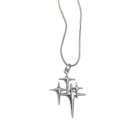 HAISENG Mode Vierzackige Sternhalskette Einfache Schlangeblikaner Kette Anhänger Halskette Kruzifix Halskette Halskette Geschenk Für Frauen Vier Spitze Sternhalskette von HAISENG