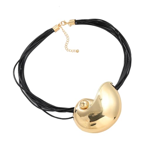 HAISENG Modische Metall-Halskette für Damen, elegantes PU-Leder, Seil, Choker, stilvolle Halskette, auffälliges Accessoire, Modeschmuck, Einheitsgröße, Wie beschrieben, Wie beschrieben von HAISENG