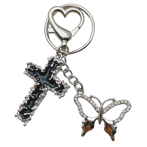 HAISENG Modische Schmetterlingsschlüsselhain Handgefertigtes Thorn Crucifix Keyrings Paar Keyrings Telefondekoration Tasche Anhänger Schlüsselbund Für Frauen von HAISENG
