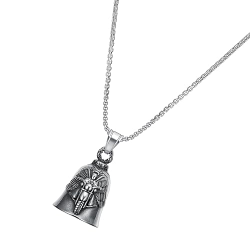 HAISENG Motorradglocken Anhänger Halskette/Schlüsselbund Für Männer Handgefertigtes Schmuckzubehör Edelstahl Party Kleidung Schmuck Trendy Biker Accessoire von HAISENG
