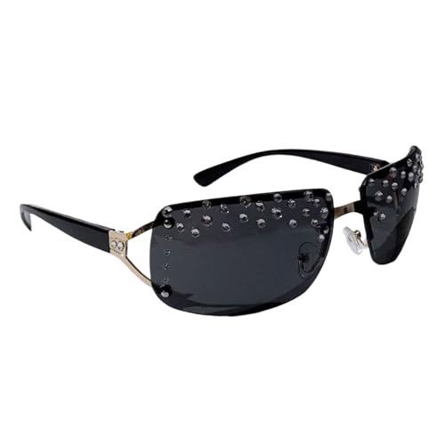 HAISENG Polarisierte Sport-Sonnenbrille, Sonnenbrille, universal, Schutzbrille für Damen und Herren, mit Strassverzierung, Schwarze Folie von HAISENG
