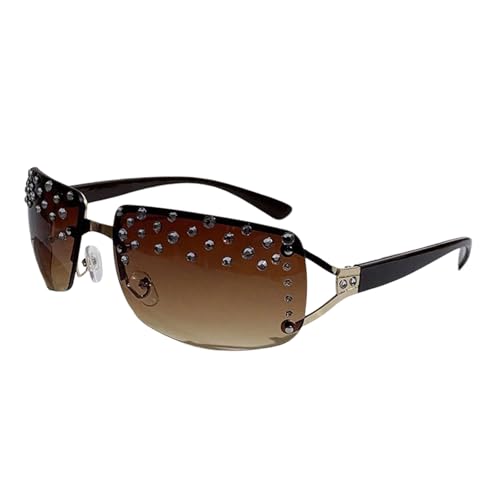 HAISENG Polarisierte Sport-Sonnenbrille, Sonnenbrille, universal, Schutzbrille für Damen und Herren, mit Strassverzierung, Teescheiben von HAISENG