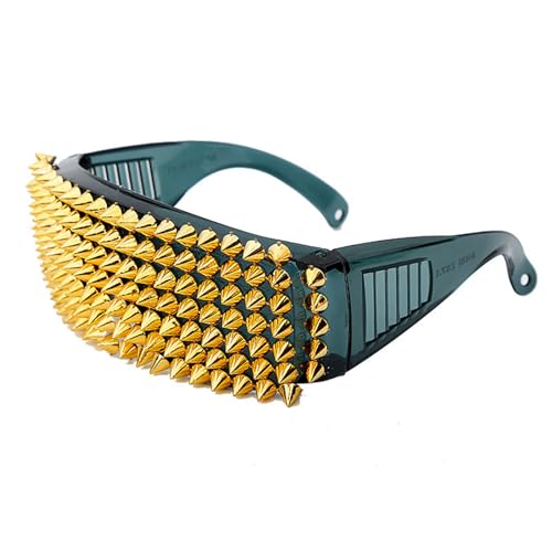 HAISENG Punk-Sonnenbrille, Sonnenschutz, beliebte Rocker-Hip-Hop-Brille für Musik-Festivals, den täglichen Gebrauch, modisch, Schwarzer Rahmen, goldfarbener Durchmesser: von HAISENG