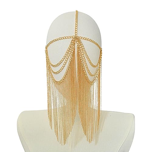 HAISENG Quasten Angesichtskette Kopfbedeckungskette Schmuck Einzigartige Masquerade Maske Metal Head Für Cosplay Und Tanzaufführungen Gesicht Kostüm Maske Elegant Modeschmuck von HAISENG