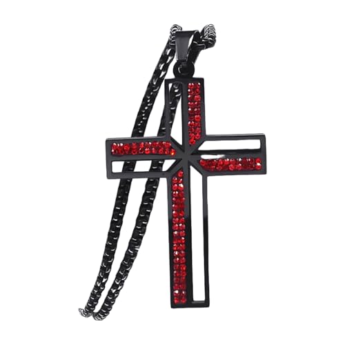 HAISENG Religiöser Kristall-Kruzifix-Anhänger, Halskette, Edelstahl, Halskette für Damen und Herren, stilvoller Glaubensymbol-Schmuck, Unisex, religiöser Schmuck, Einheitsgröße, Wie beschrieben, Wie von HAISENG