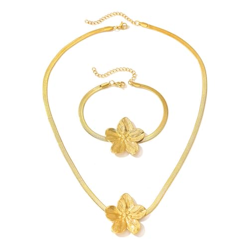 HAISENG Schlichtes Edelstahl-Schmuck-Set mit großem Blumen-Anhänger und Halskette für Damen, geeignet für jeden Anlass, Blumen-Anhänger-Halskette, Einheitsgröße, Wie beschrieben, Wie beschrieben HAISENG Schlichtes Edelstahl-Schmuck-Set mit großem Blumen-Anhänger und Halskette für Damen, geeignet für jeden Anlass, Blumen-Anhänger-Halskette, Einheitsgröße, Wie beschrieben, Wie beschrieben von HAISENG
