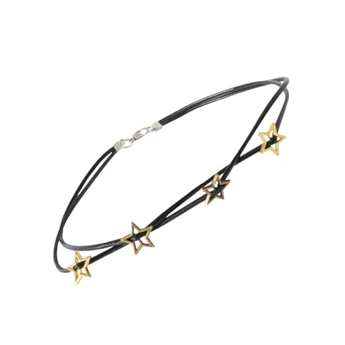 HAISENG Stilvolle Halskette mit Sternanhänger, doppellagig, verstellbare Länge, Schlüsselbeinkette, kreativer Party-Schmuck, Geschenk, verstellbare Länge, Abendparty, Einheitsgröße, Wie beschrieben von HAISENG