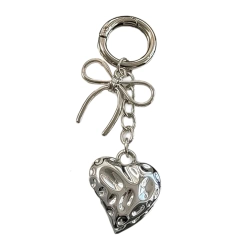Stilvolle Herzkette Schlüsselhalter Metal Keyring Bowknot Schlüsselbeutel Anhänger Vielseitiges Modes Statement Für Frauen Girls Modeaccessoires von HAISENG