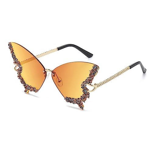 HAISENG Strass Schmetterling Brille Schmetterling Katzenauge Frauen randlos kleines Gesicht Strass von HAISENG