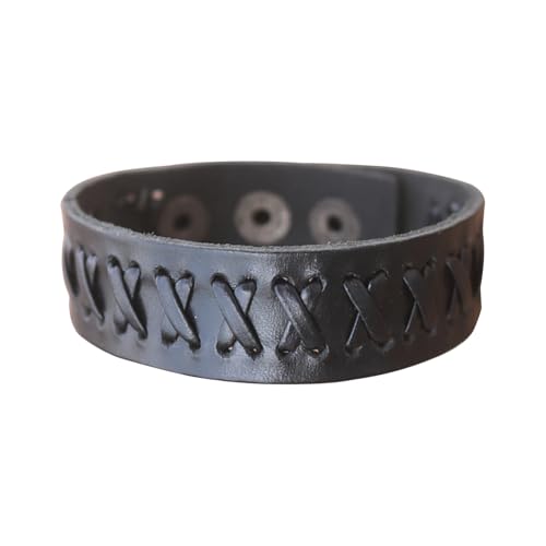 HAISENG Stylish Herren Imitation Kuh Leder Armband Breit Geflochten von HAISENG