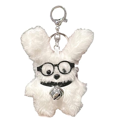HAISENG Süße Hunde Schlüsselbund Niedliche Brille Welpe Keyring Für Frauen Modestier Anhänger Schlüsselbund Juwely Geschenk Teen Tasche Charme Süßer Plüsch Welpe von HAISENG
