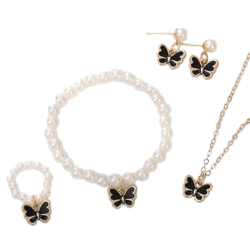 HAISENG Süßes Schmuckset Mit Schmetterling Anhänger Mädchen Eleganter Schmetterling Anhänger Und Perlen Schmuckset Für Alltägliche Verschleißdatum von HAISENG
