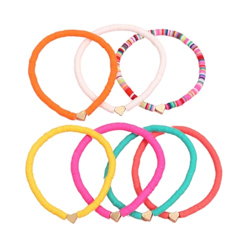 HAISENG Trendige Elastische Perlen Knöcheltchen Mit Mehrfarbigen Weichen Tonherzen Eklektisch Gemischte Herz Perlen Weiche Keramik Knöchelarmbänder Trendy Fußschmuck von HAISENG