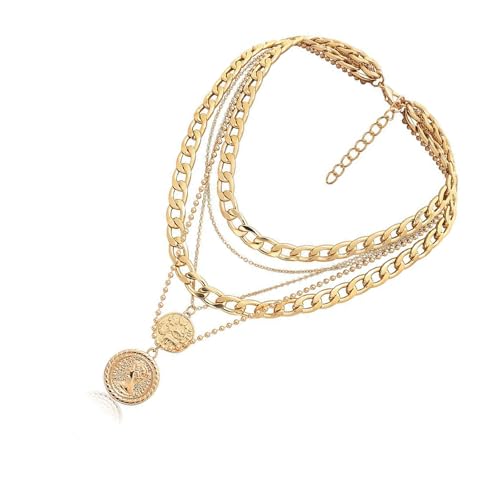 HAISENG Trendige mehrschichtige Münzhalskette, bequeme Legierung, Schmuck, Geschenkideen, tragbares Design für den täglichen Gebrauch, mehrstufige Halskette, Einheitsgröße, Wie beschrieben, Wie von HAISENG
