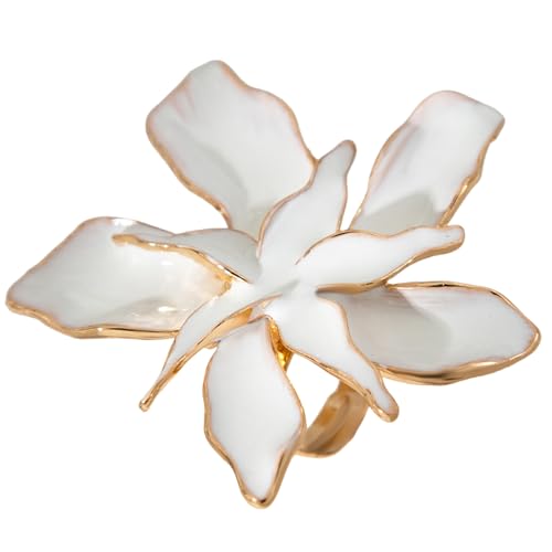 HAISENG Übertriebene Modes Statement Ringe Blumen Und Perlen Hochzeitsfinger Ringe Handgefertigter Schmuck Für Partys Verstellbarer Offener von HAISENG