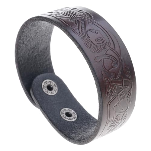 HAISENG Verstellbare Männer Manschette Armbänder Retro Geprägte Muster Kuhweite Gürtel Armband Einfacher Schmuck Für Männer Geburtstag Geschenk Leder Breites Armbänder von HAISENG