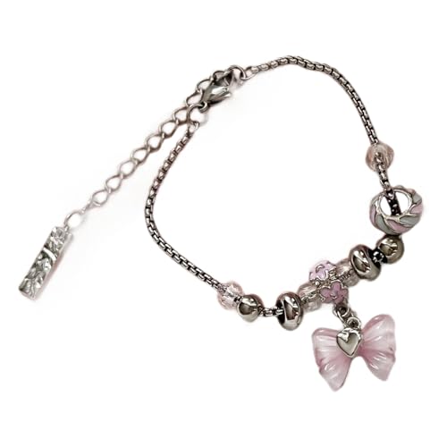 HAISENG Verstellbarer Bowknot Kettenarmband Fußkettchen Mit Farbenfrohen Stahlschmetterling Perlen Für Frauen Mädchen Kinder Geburtstagsfeierlichkeiten Trendy Girl Schmuck Schmuck von HAISENG