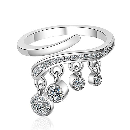 HAISENG Verstellbarer Zirkon Quastel Band Hing Charm Open Statement Jubiläum Valentinstag Modeschmuck Dangle Ringe Für Frauenfinger HAISENG Verstellbarer Zirkon Quastel Band Hing Charm Open Statement Jubiläum Valentinstag Modeschmuck Dangle Ringe Für Frauenfinger von HAISENG