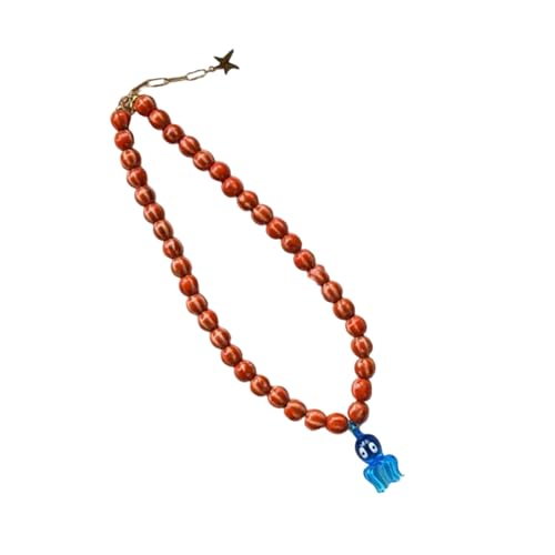 Halskette mit Tier-Anhänger aus Glas, Keramik-Akzentperlen, verstellbares Ketten-Design für kreative trendige Accessoires, Charm-Halskette, Einheitsgröße, Wie beschrieben, Wie beschrieben von HAISENG