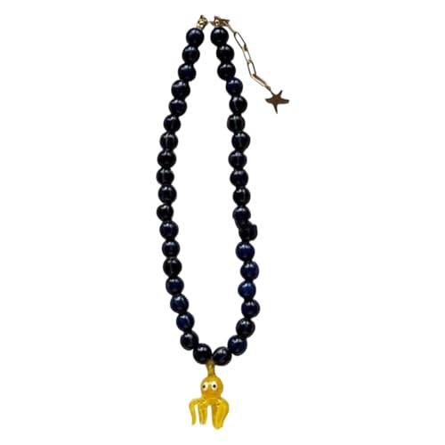 Halskette mit Tier-Anhänger aus Glas, Keramik-Akzentperlen, verstellbares Ketten-Design für kreative trendige Accessoires, Charm-Halskette, Einheitsgröße, Wie beschrieben, Wie beschrieben von HAISENG