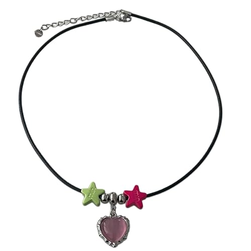 Hip Hop Schlüsselblikan Ketten Schmuck Halshalskette Fashion Sweet Heart Star Charm Wachs Seil Valentinstag Geschenke Weibliche Schwarze Seilschaltketten Kette von HAISENG