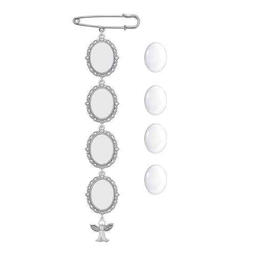 Hochzeits-Boutonniere ovaler Blumenstrauß-Anhänger, Brosche, Engelsflügel, Foto-Charm, Mutter der Braut oder des Bräutigams, mit Spitzenrahmen, Hochzeits-Boutonniere für Bräutigam, Set von HAISENG