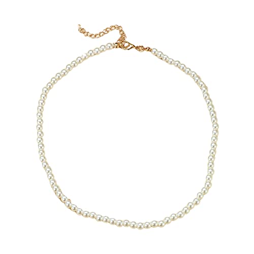 Hochzeits-Halskette mit weißen Perlen, luxuriös, runde Imitationsperlen-Kette, Vintage-Schmuck von HAISENG